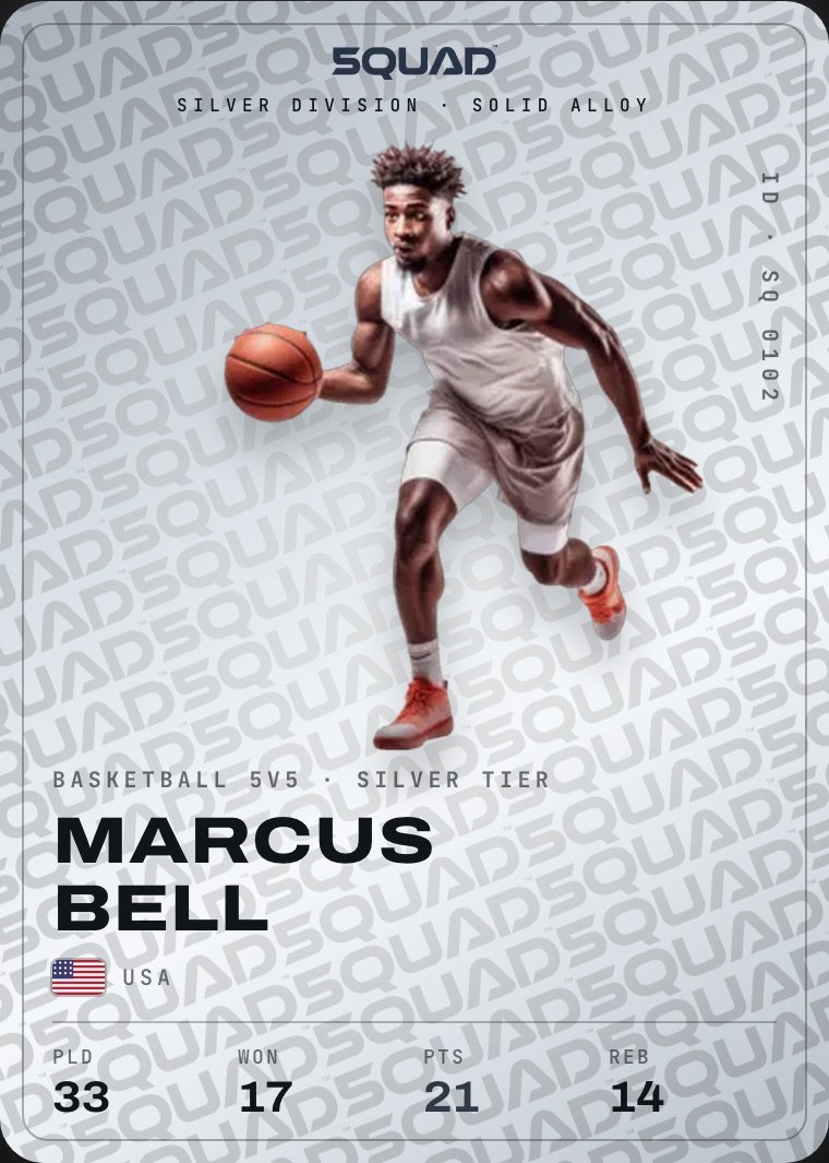 Marcus Bell, silver alloy basketball card