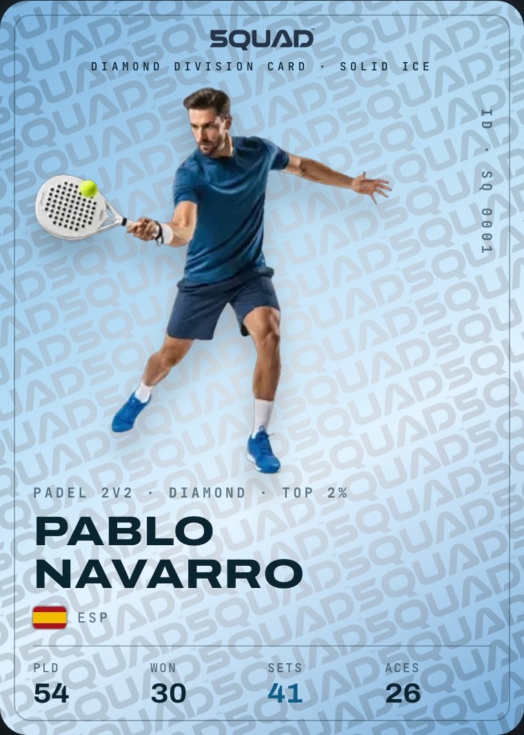 Pablo Navarro, diamond alloy padel card